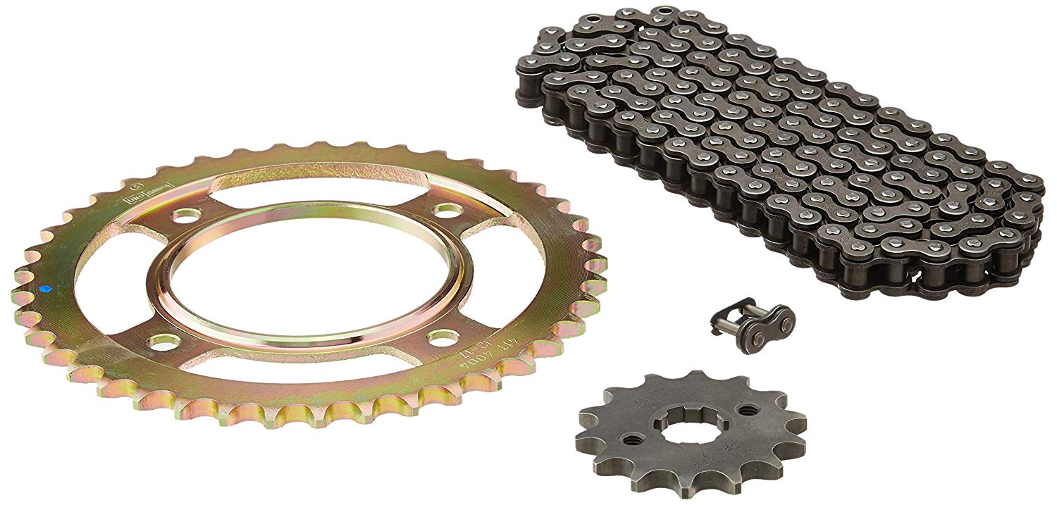 Uno Minda CH-4004 Quadra Rivet Chain & Alloy Steel Hardened Sprockets Chain & Sprocket Kit - R420 SIZE-116L / 14T / 41T(4H) For Honda Shine, Shine SP, Shine Old Model 